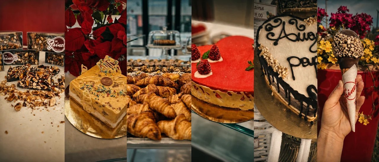 La vetrina Fainello con la pasticceria fresca del giorno